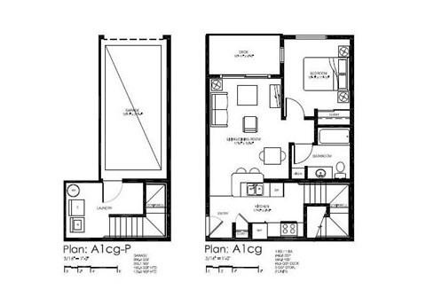 A floor plan of a residential property is shown with two different layouts.